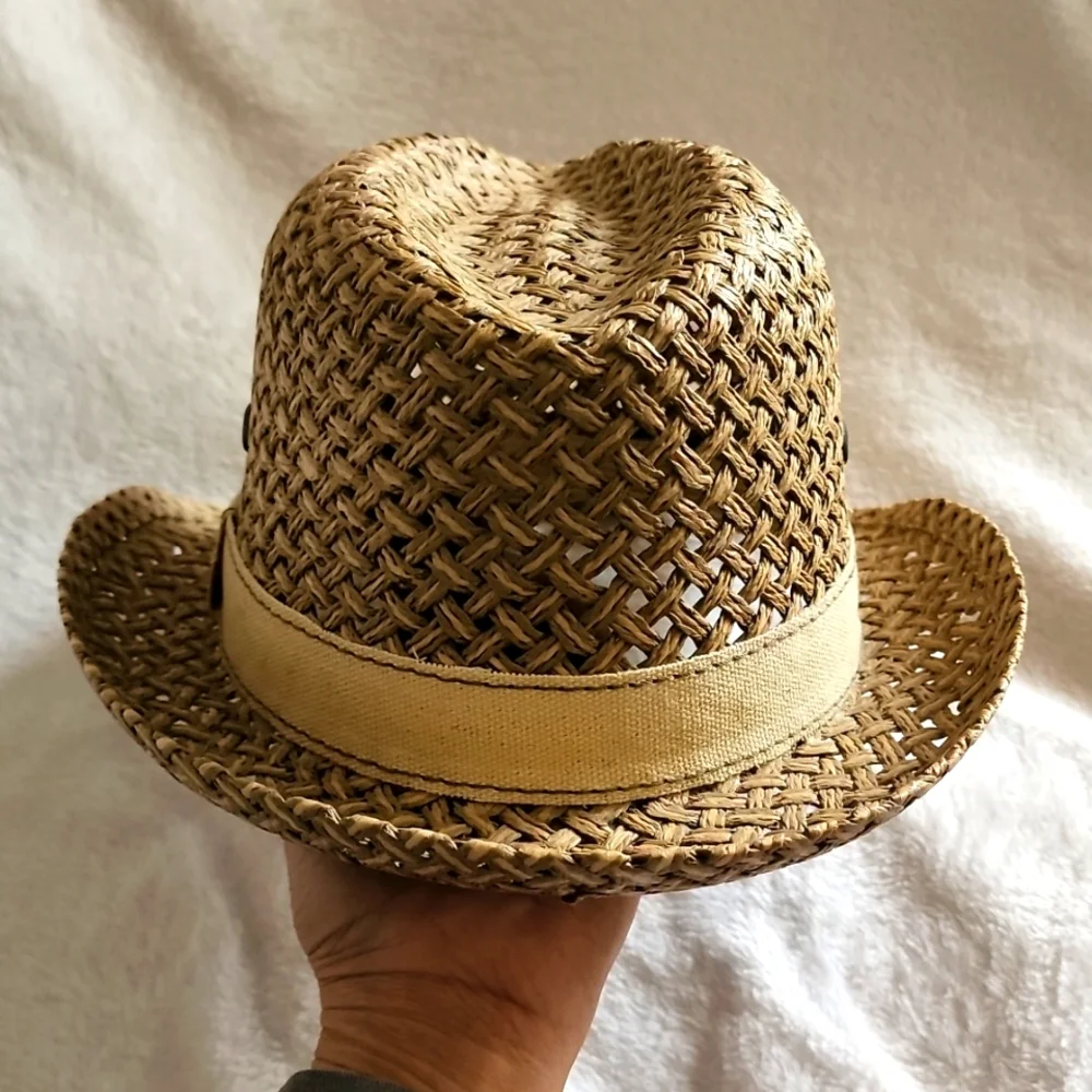AUGUSTO DI ZOLA- Straw Hat/Fedora,Tan-EUC! - Picture 10 of 15